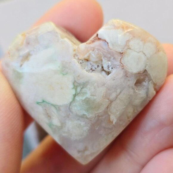 Cherry Blossom Agate Heart Crystal ✦ 41g Polished Healing Stone ✦ One-of-a-Kind - Picture 12 of 15